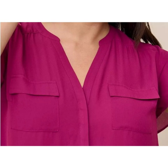 Torrid Harper Georgette Flutter Sleeve Purple Blouse Size 1X - Picture 3 of 7